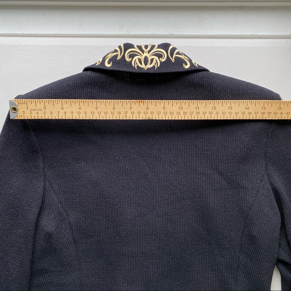SOLD St. John Evening knit blazer embellished formal jacket black with gold 4 - Picture 11 of 12